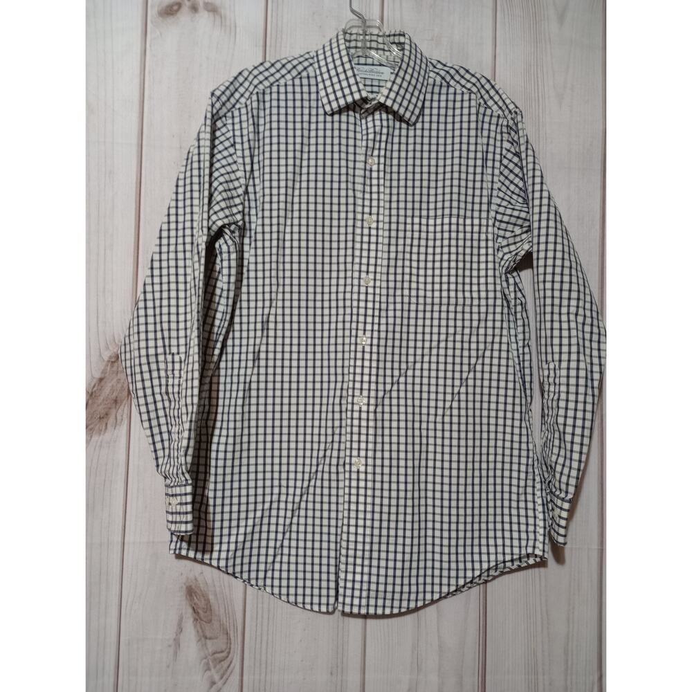 Brooks Brothers Shirt Men's 15 Navy Button‎ Front Long Sleeve
